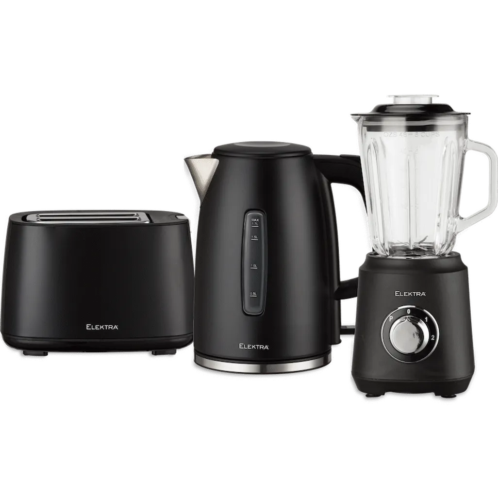 Elektra Kettle, Toaster and Blender Breakfast Set - Black