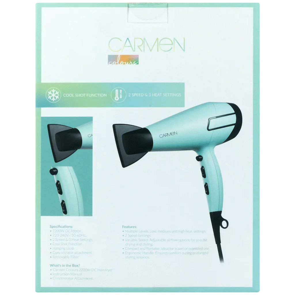 Carmen Colours 2200w DC Hairdryer