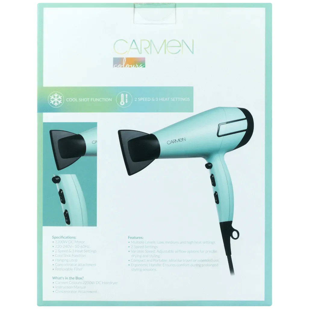 Carmen Colours 2200w DC Hairdryer