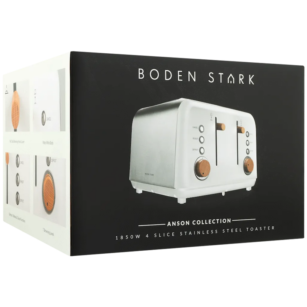 Boden Stark Anson Collection 4 Slice SS Toaster White