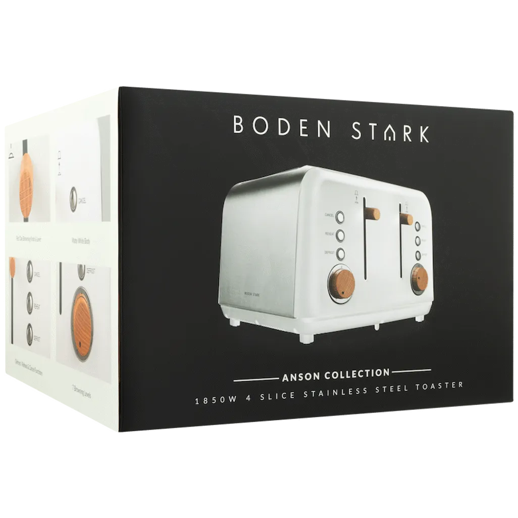 Boden Stark Anson Collection 4 Slice SS Toaster White