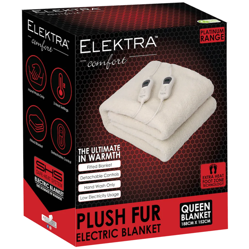Elektra Comfort Electric Blanket - Queen - Fur