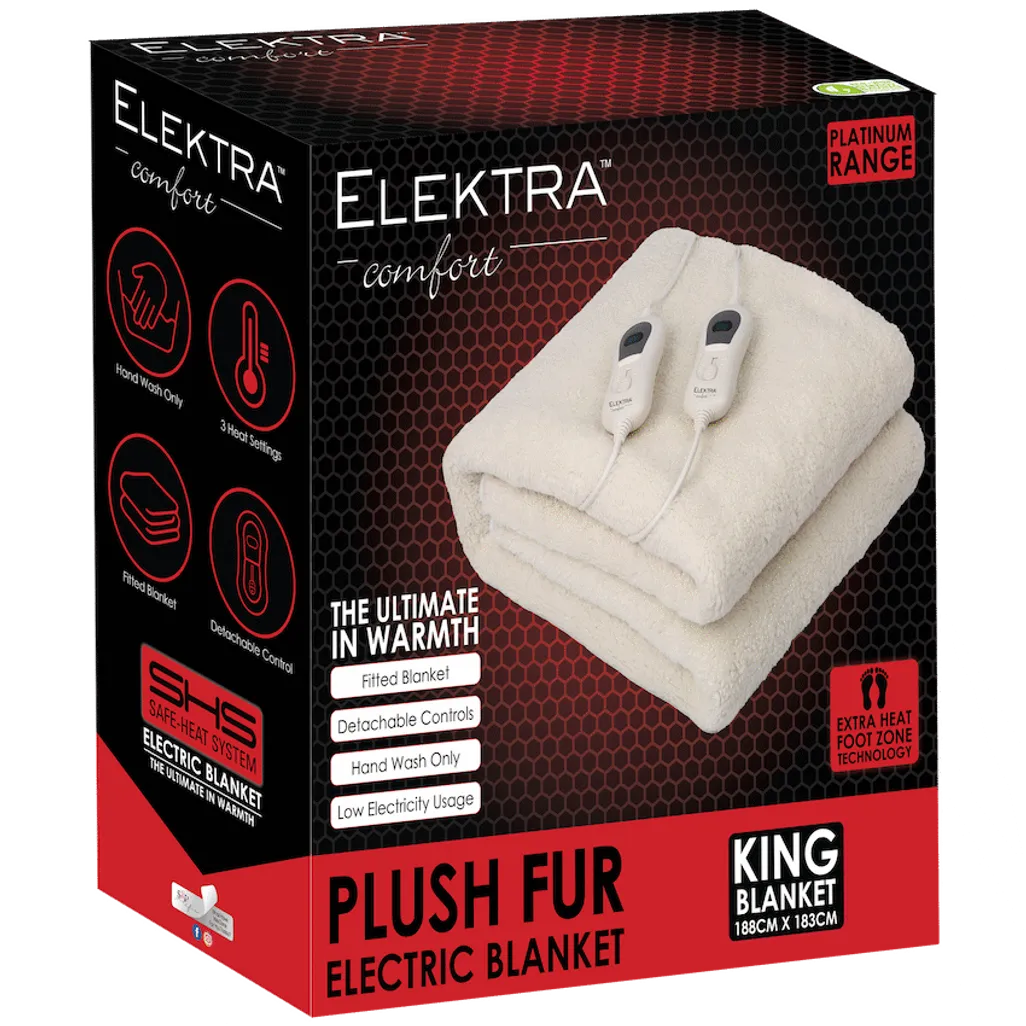 Elektra Comfort Electric Blanket - King - Fur