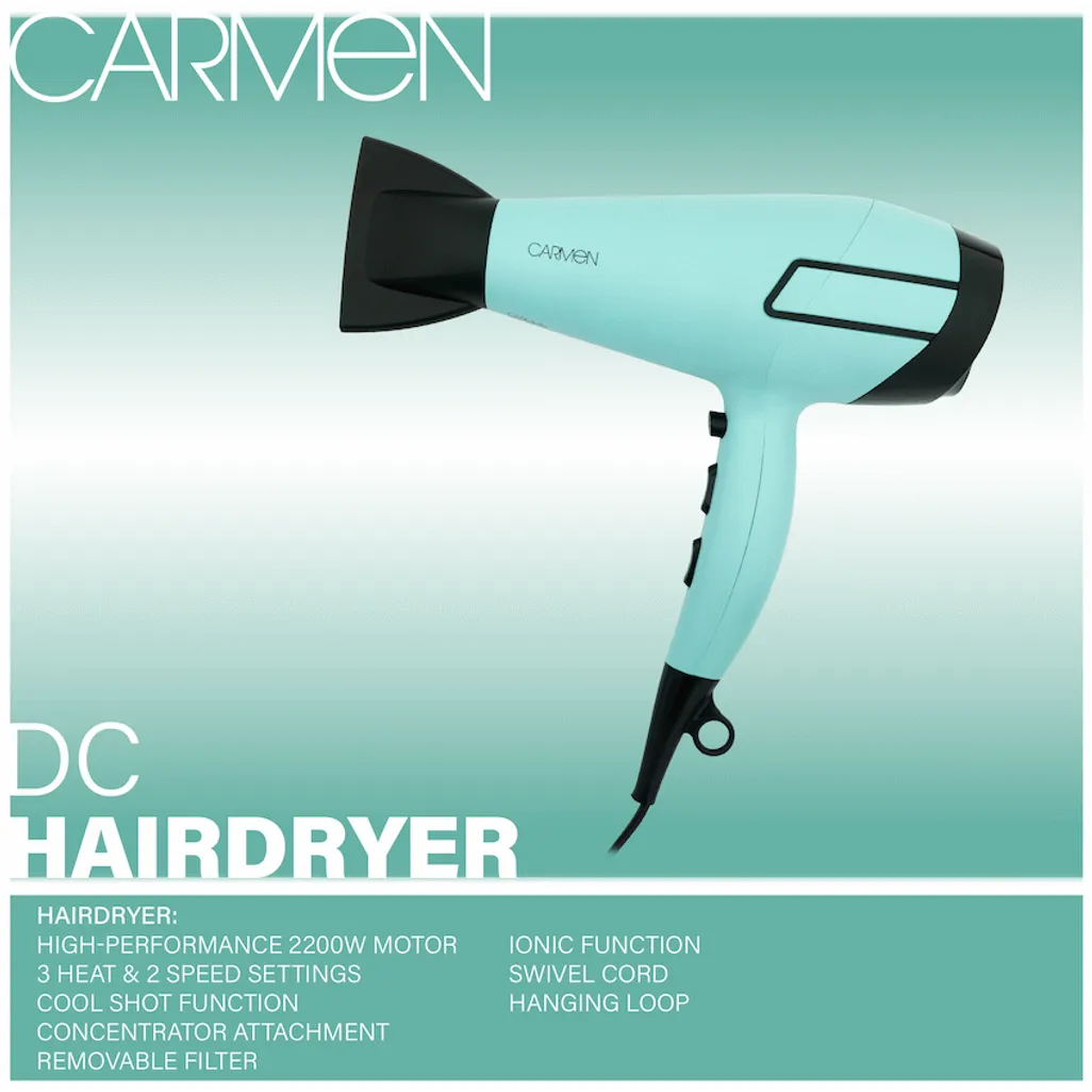 Carmen Colours 2200w DC Hairdryer