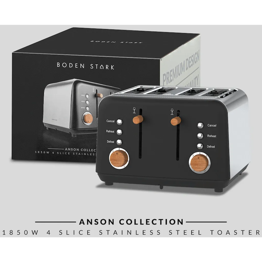 Boden Stark Anson Collection 4-Slice Stainless Steel Toaster