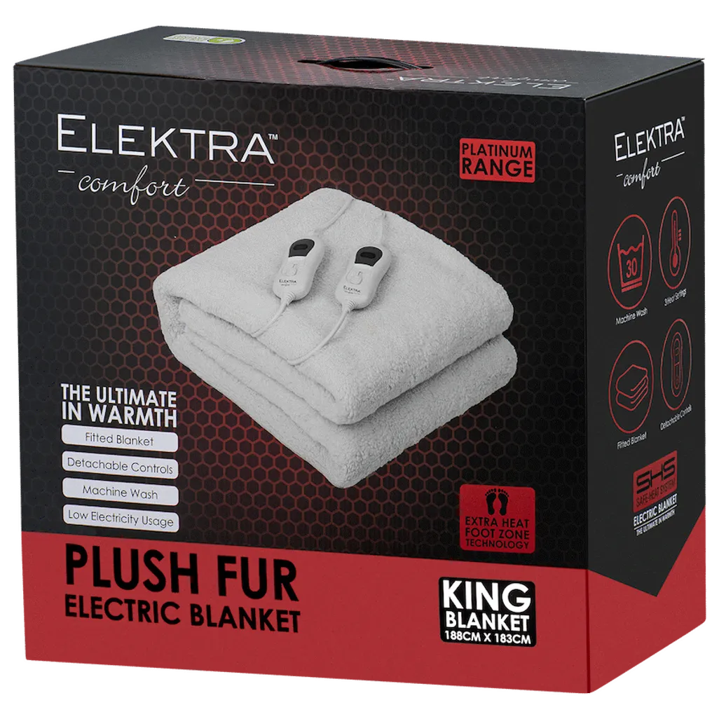 Elektra Comfort Electric Blanket - King - Fur