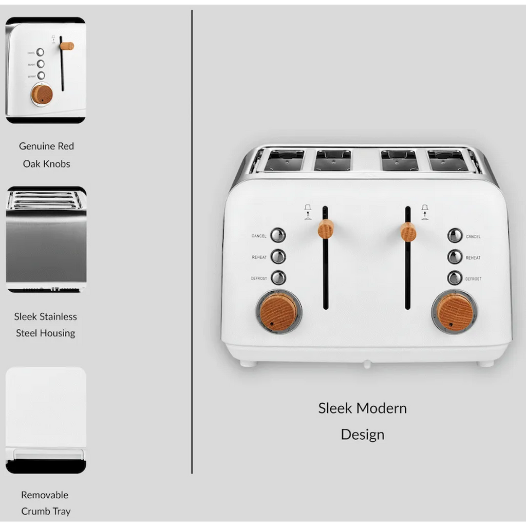 Boden Stark Anson Collection 4 Slice SS Toaster White