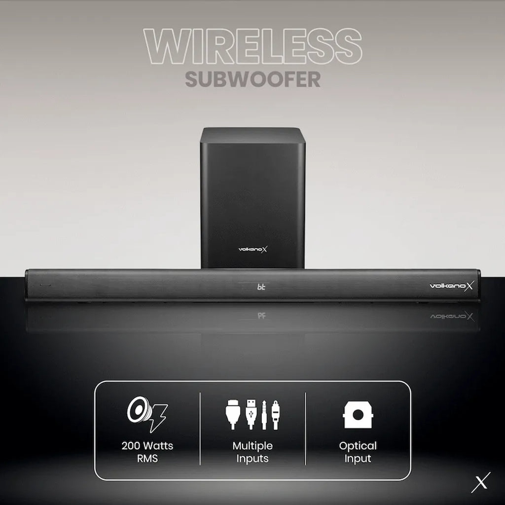 VolkanoX Supersonic 2 Series 2.1 200w Soundbar System with Wireless Subwoofer