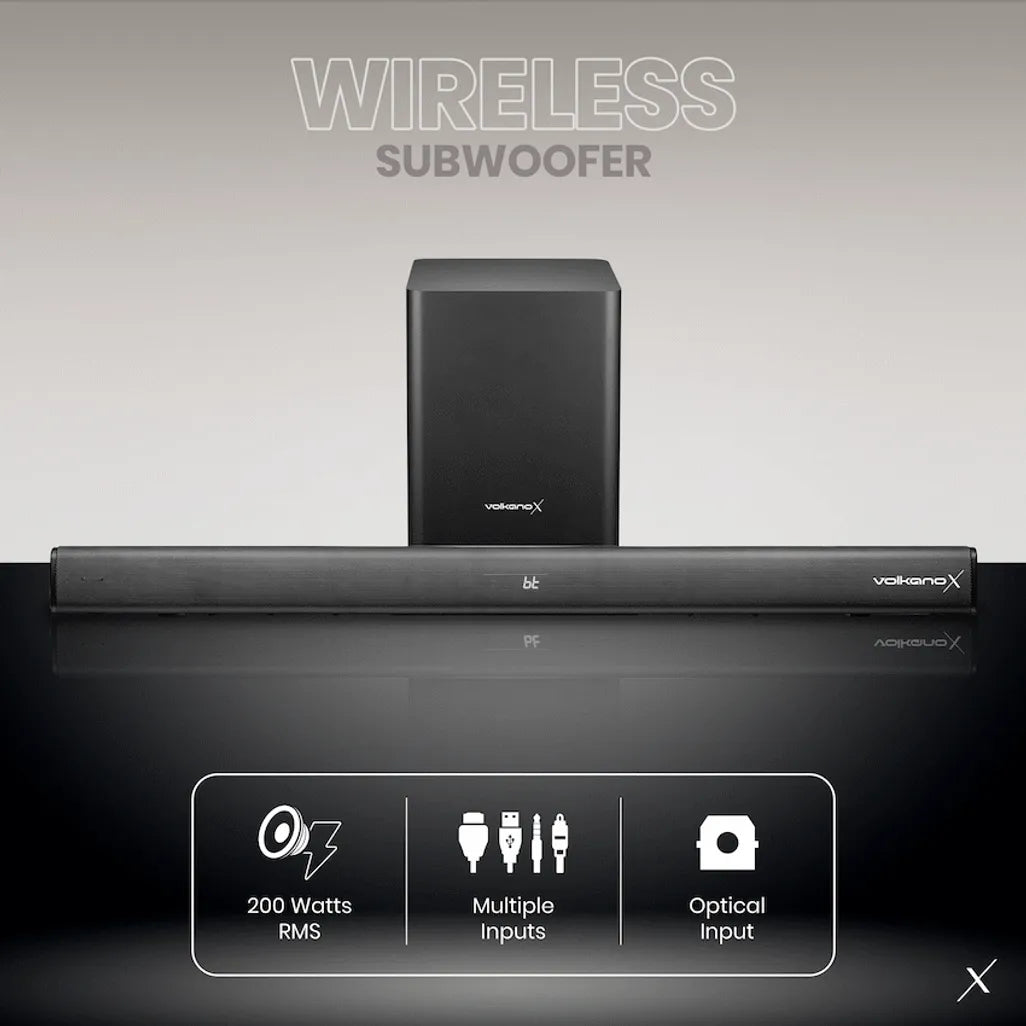 VolkanoX Supersonic 2 Series 2.1 200w Soundbar System with Wireless Subwoofer