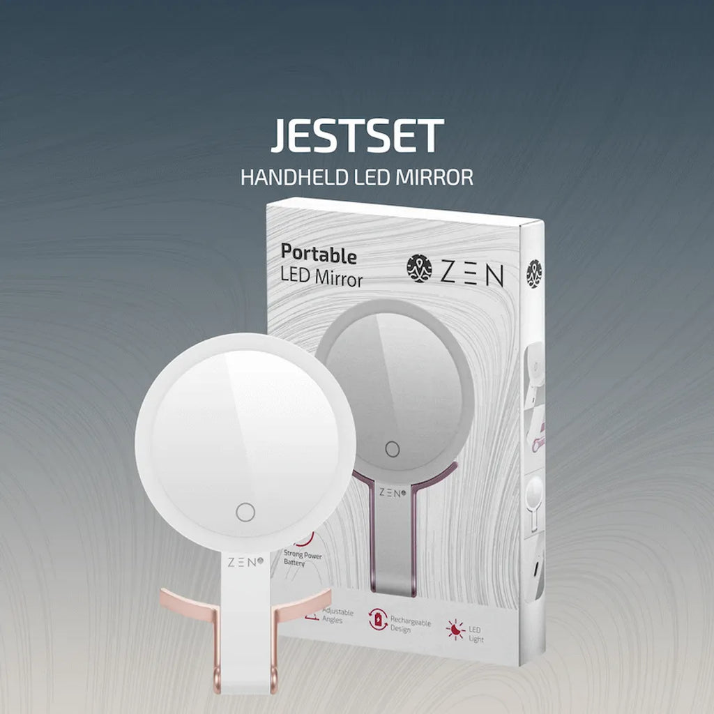 ZEN JestSet Series Portable Handheld LED Mirror - White