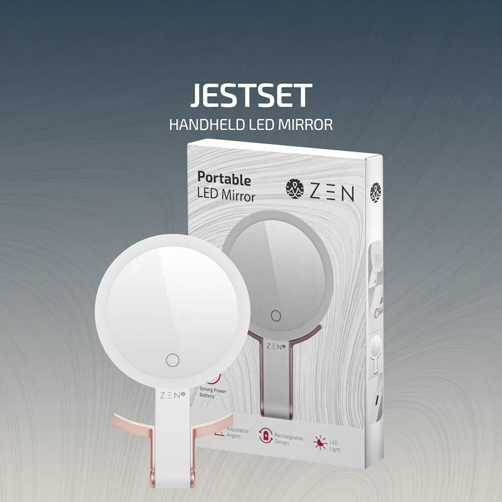 ZEN JestSet Series Portable Handheld LED Mirror - White