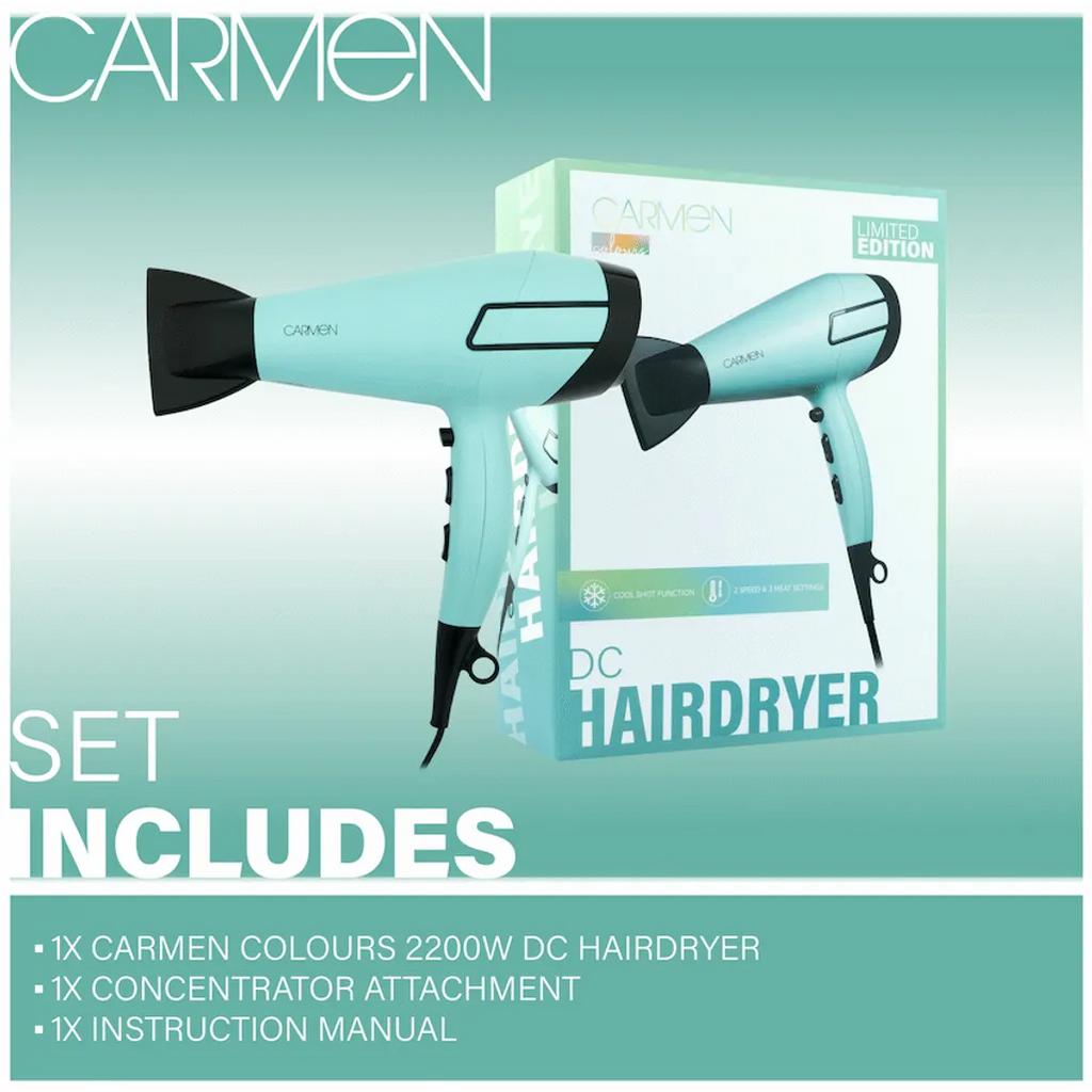 Carmen Colours 2200w DC Hairdryer