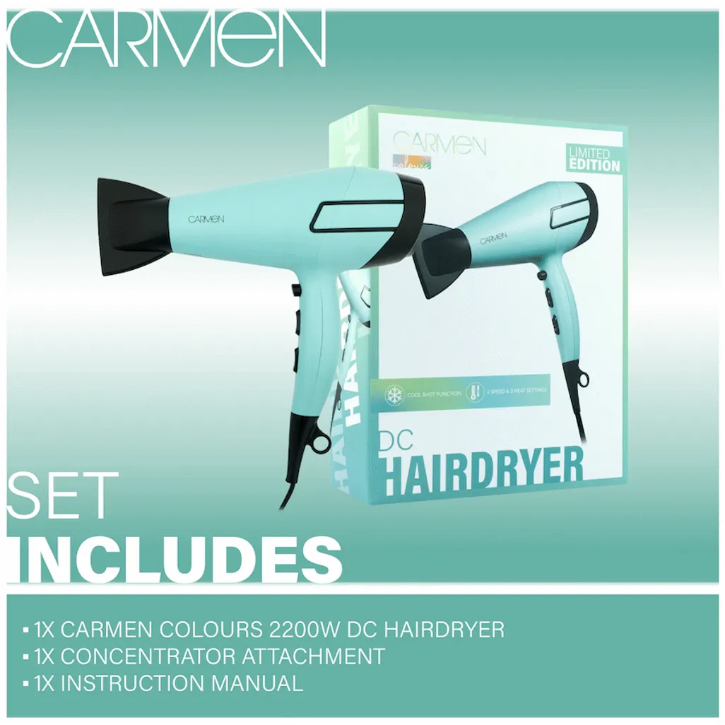 Carmen Colours 2200w DC Hairdryer
