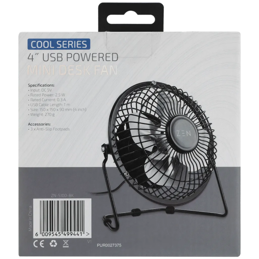 ZEN Cool Series 4 inch Mini Desk Fan