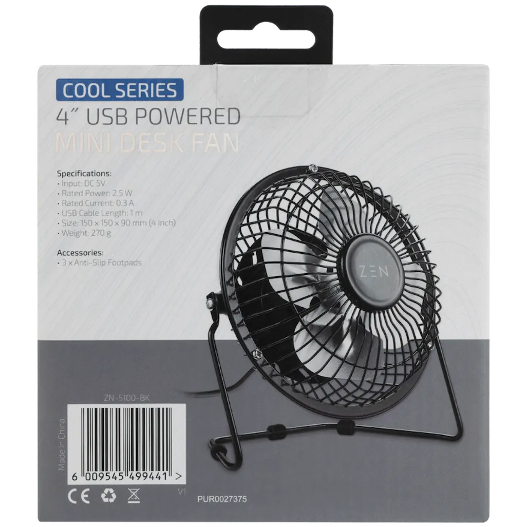 ZEN Cool Series 4 inch Mini Desk Fan