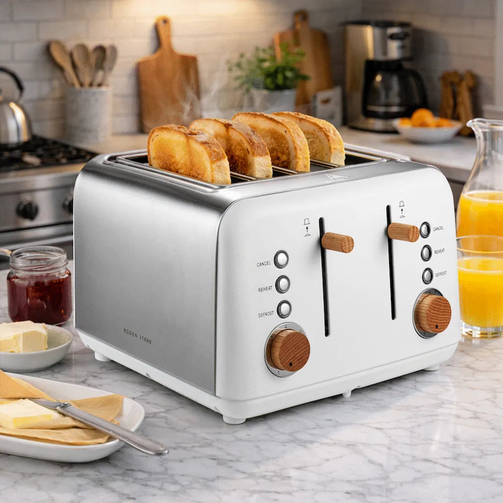 Boden Stark Anson Collection 4 Slice SS Toaster White
