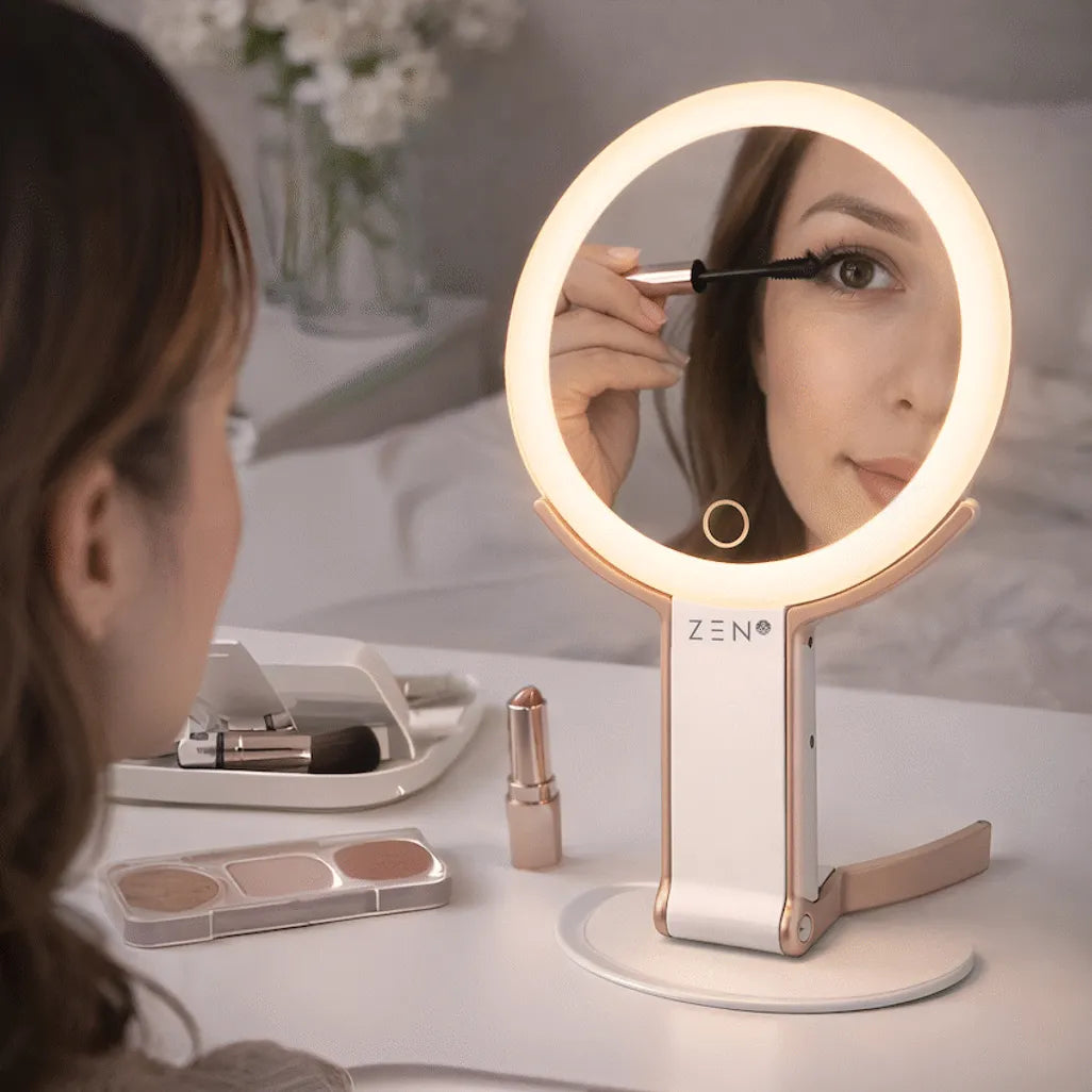 ZEN JestSet Series Portable Handheld LED Mirror - White