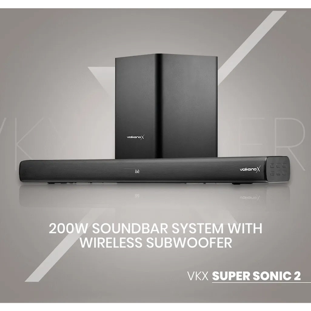 VolkanoX Supersonic 2 Series 2.1 200w Soundbar System with Wireless Subwoofer