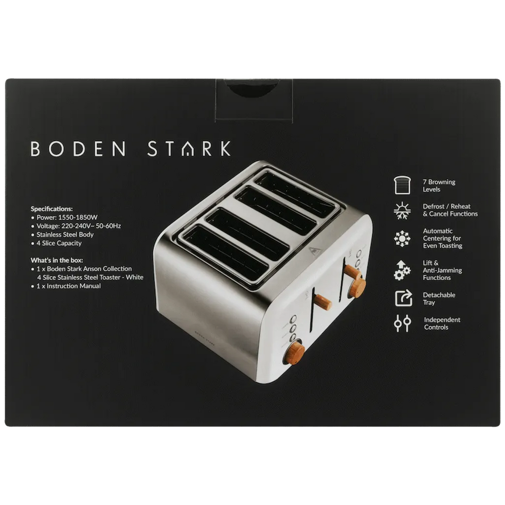 Boden Stark Anson Collection 4 Slice SS Toaster White