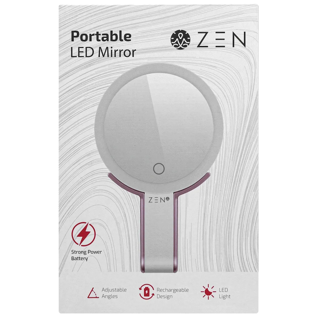 ZEN JestSet Series Portable Handheld LED Mirror - White