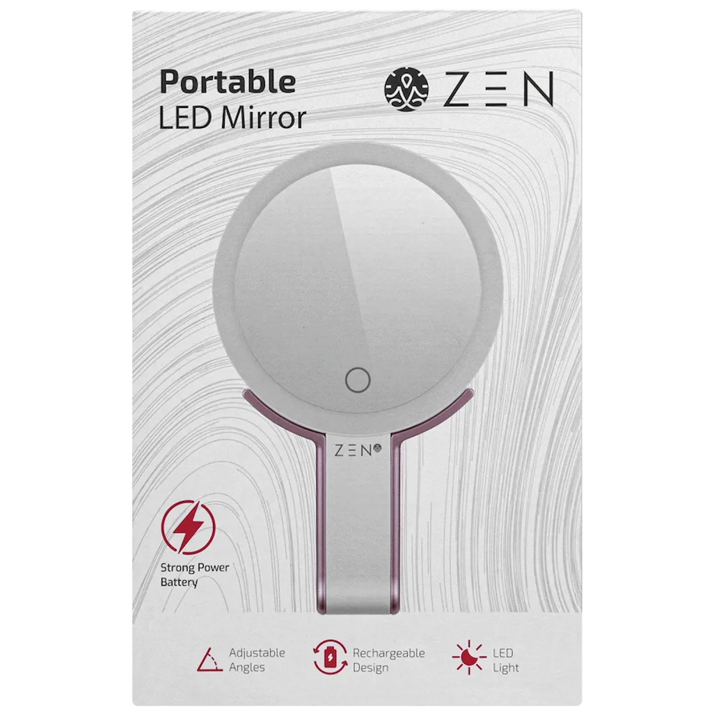 ZEN JestSet Series Portable Handheld LED Mirror - White