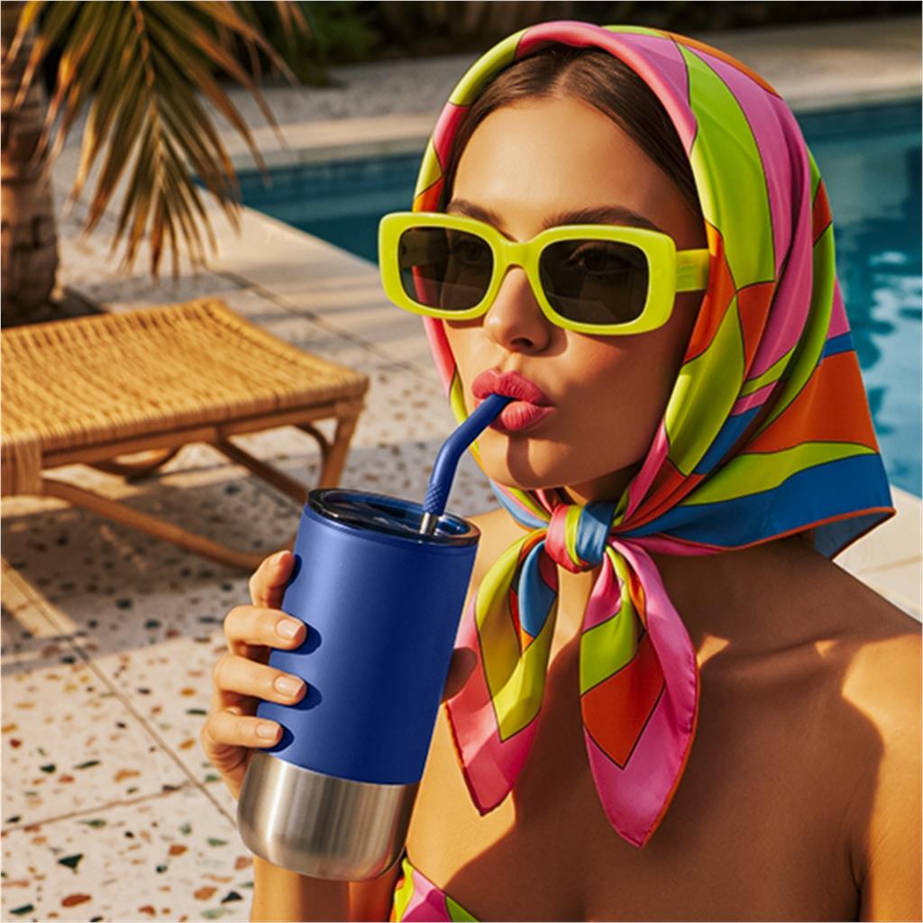 Kooshty Cheerio Stainless Steel & Plastic Double-Wall Tumbler & Straw – 480ml