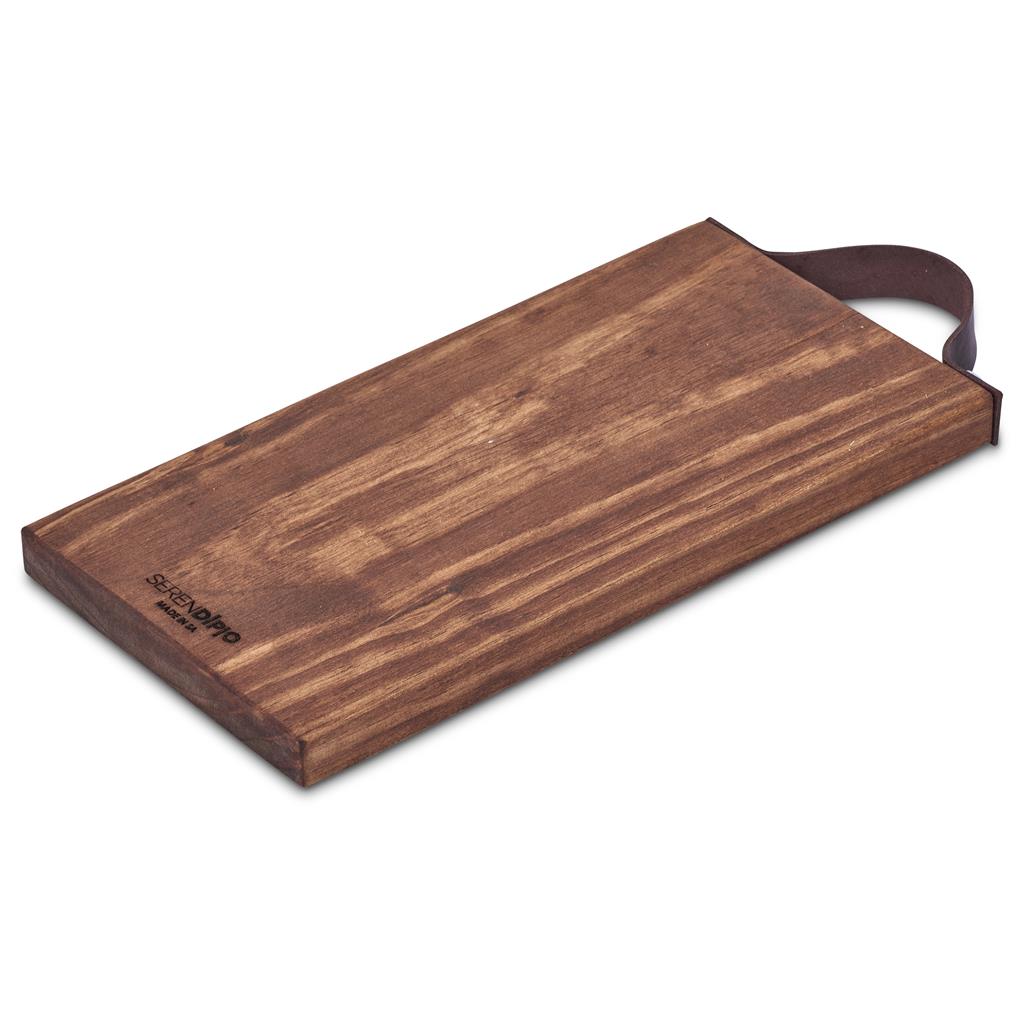 Serendipio Small Tea Time Wooden Tray with Leather Strap
