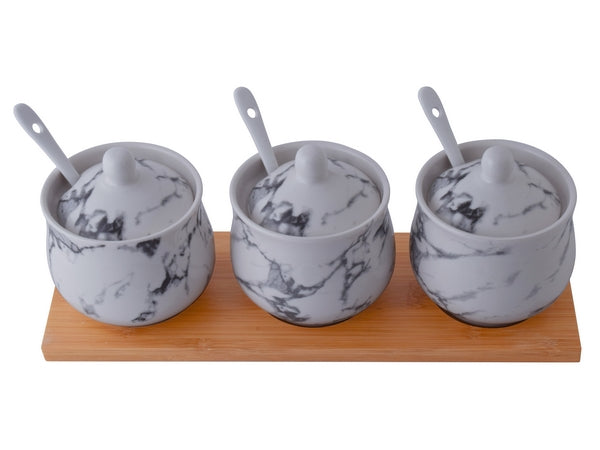 Marble Bamboo Canisters Set