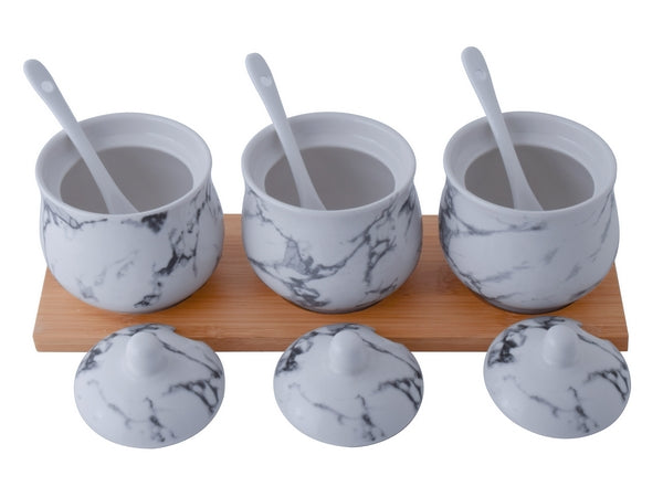 Marble Bamboo Canisters Set